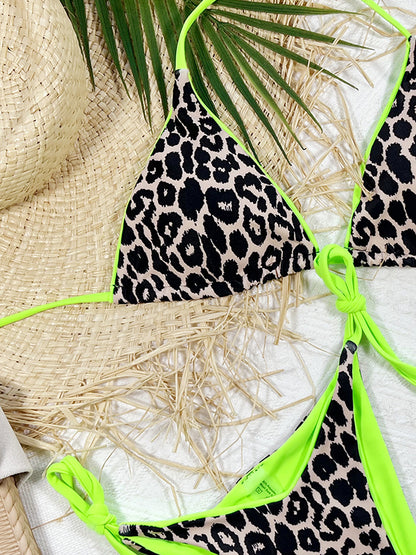 Sexy Leopard Fluorescent Bikini Swimwear