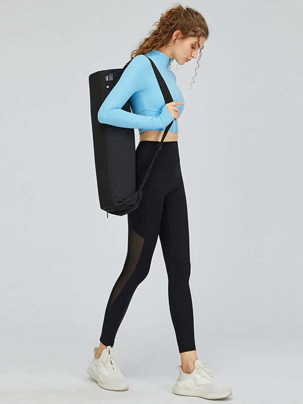 Simple Wrap Zipper High-Neck Yoga Tops