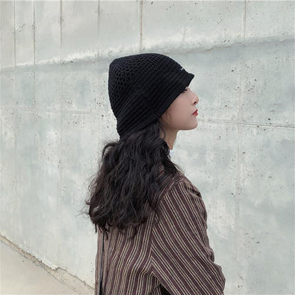 Casual Solid Color Sunscreen Knit Hat