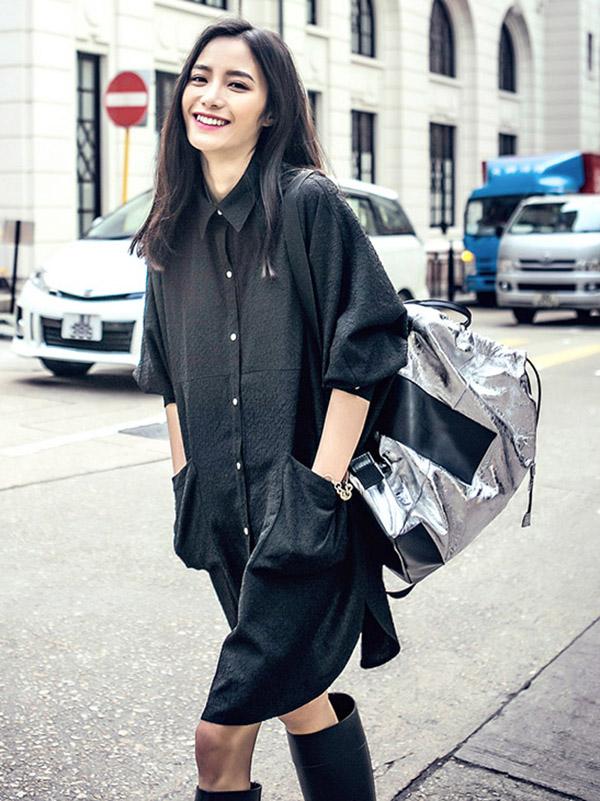 Loose Solid Fresh Shirt Mini Dresses