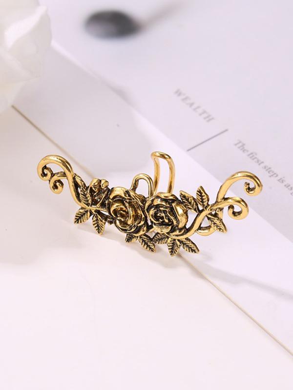 Vintage Metal Rose Geometric Ear Bone Clip