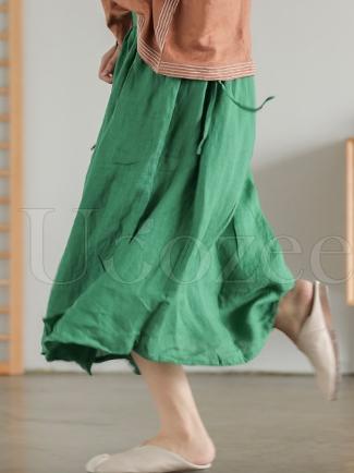 Literary Linen Split-side Skirt