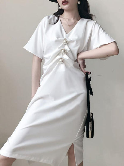 Normcore Beaded Ruffled Elegant Dress