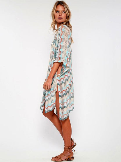 Asymmetric Colorful Knitting Cover-up