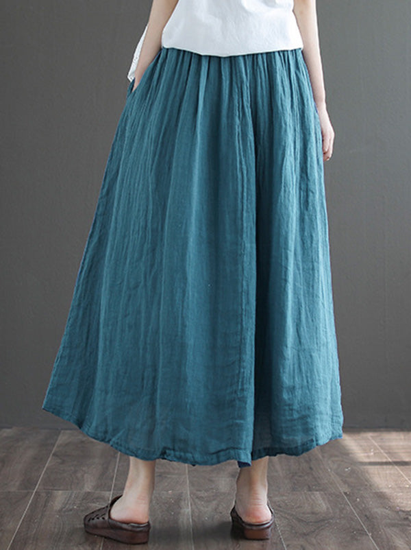 Casual Solid Color Drawstring Empire A-Line Skirt