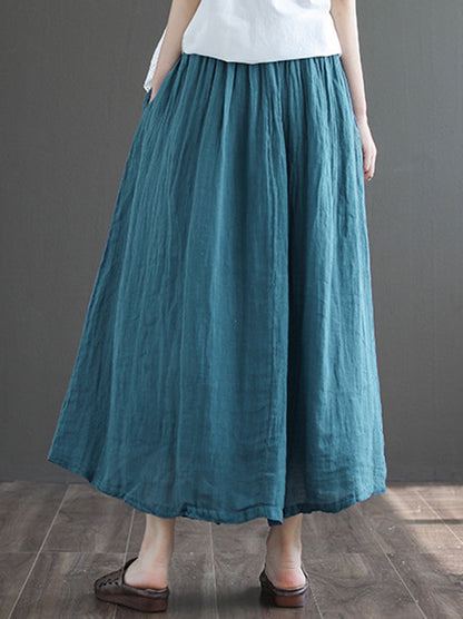 Casual Solid Color Drawstring Empire A-Line Skirt
