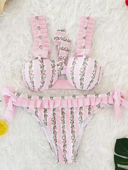 Printed Lace Bikinis Swimwear