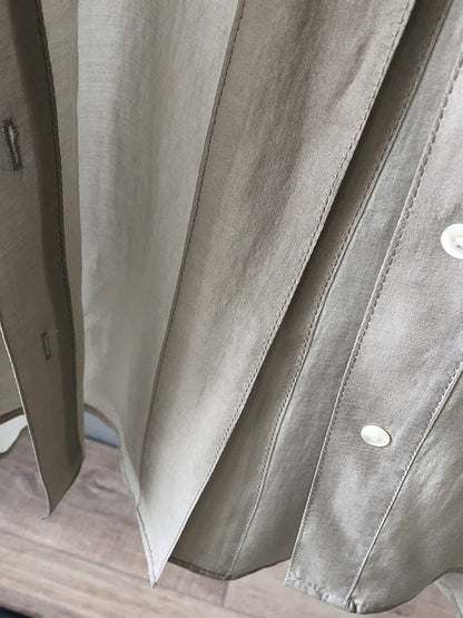 Casual Loose Solid Color Lapel Collar Long Sleeves Shirts