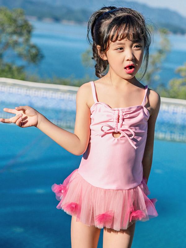 AONIHUA Lace-Up Spaghetti Straps Girl Swimwear