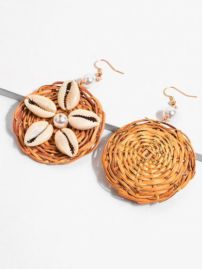 Shell Nature Fiber Handcraft Pearl Earring Accessories