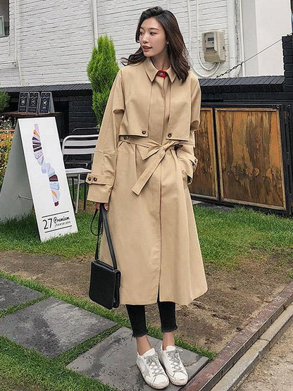 Casual Chic Khaki Long Coat
