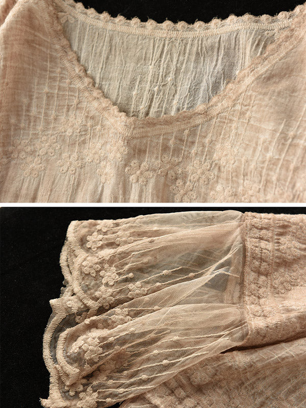 Original Embroidered Split-Joint Hollow T-Shirts Tops