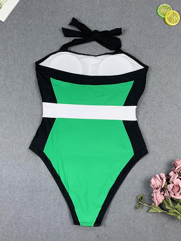 Strapless Splice One-Piece Swimwear