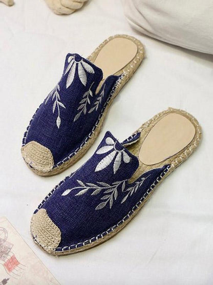 Line-soled Canvas Mules&Slides Shoes