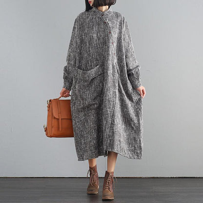 Buykud Large Pocket Irregular Casual Loose Dress