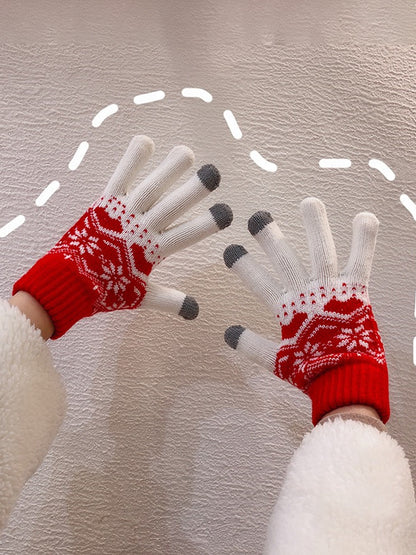 Original Cartoon Printed Knitting Sweater Gloves