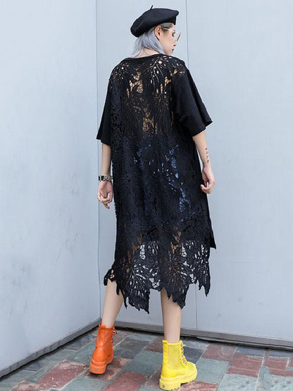 Loose Lacy Split-joint Mini Dress