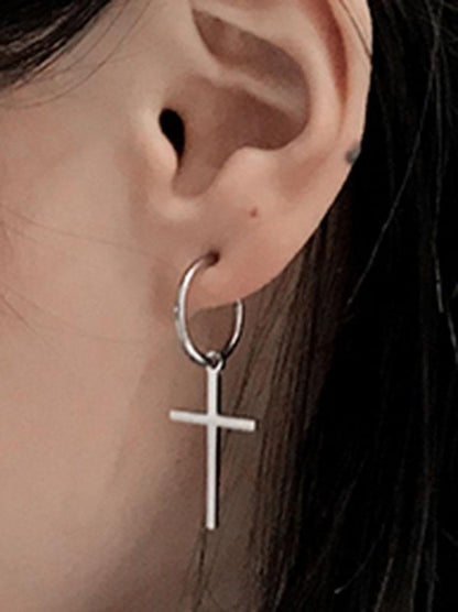 Literary Simple Cross Earrings