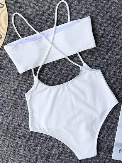 Sexy Solid Cropped Spaghetti-Neck Bikini