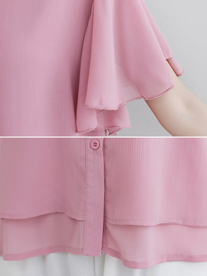 Original 14 Colors Falbala Lapel Blouse Tops