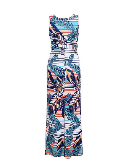 Ethnic Style Sleeveless V-neck Maxi Dress