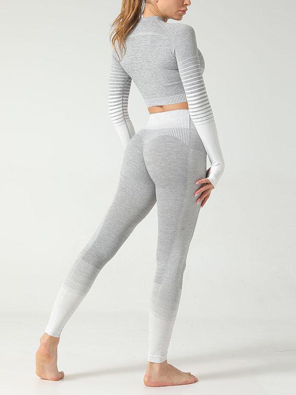 Stripe Knitting Yoga Suits