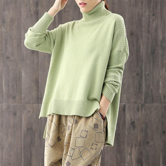 Buykud Loose Turtleneck Pullover Literary Casual Sweater