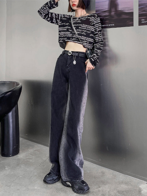 Vintage Gradient Wide Leg Column Jean Pants