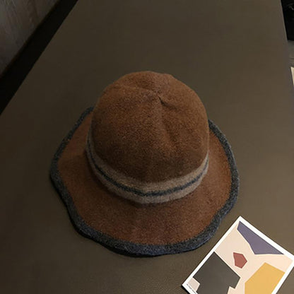 Buykud Colorblock Striped Warm Foldable Bucket Hat