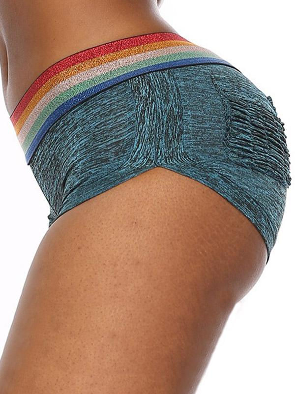 Sexy Contrast Color Wrap High-Waisted Sports Shorts