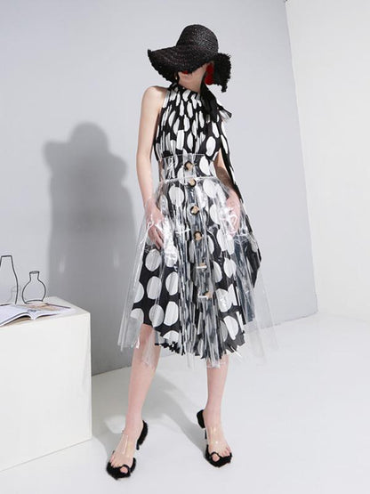 Chiffon Split-joint Polka-Dot Short Dress