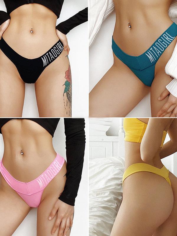 Sexy Printed Letters Antibacterial Sports Underpants