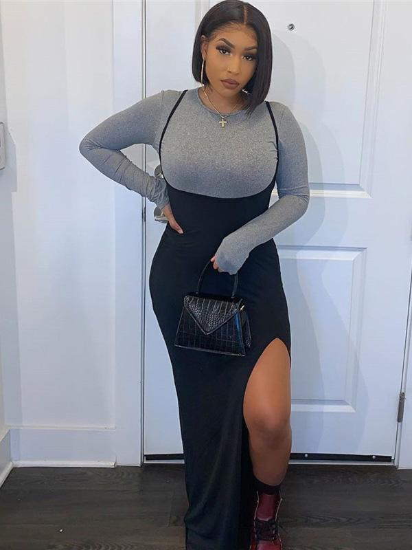 Fashion Leisure Split-Side Maxi Dress