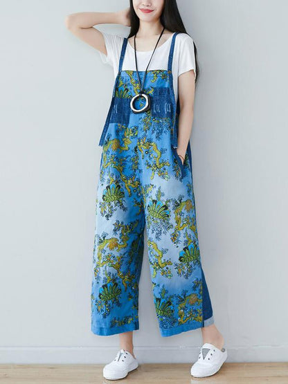 Multicolor Printed Wide Leg Jean Pants