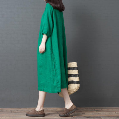 Casual Womens Vintage Linen Half Sleeve Dress