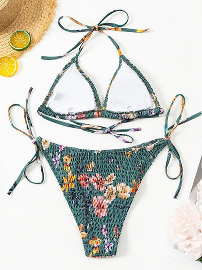 Sexy Triangles Bandage Split Type Bikini Swimsuit