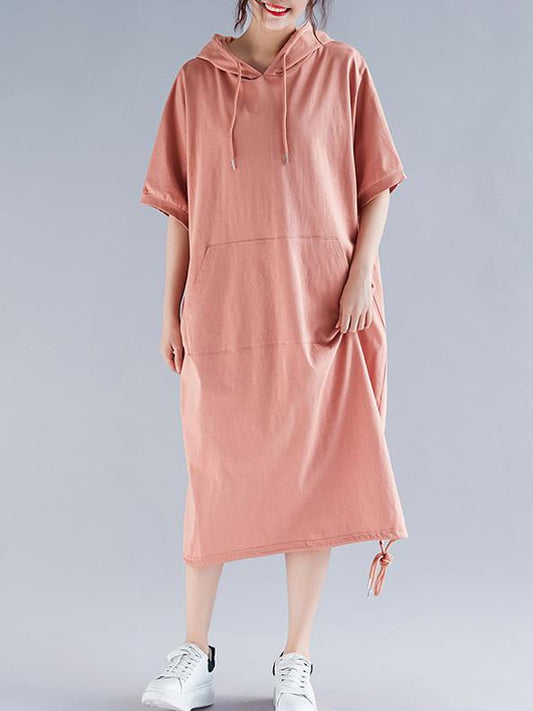 Oversize Solid Hooded Dress