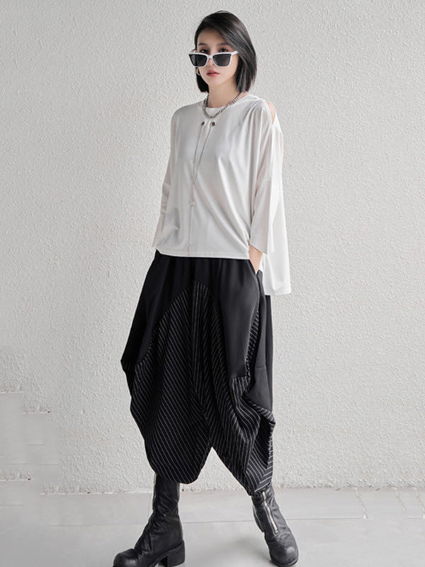 Original Solid Color Cold Shoulder T-Shirt Top