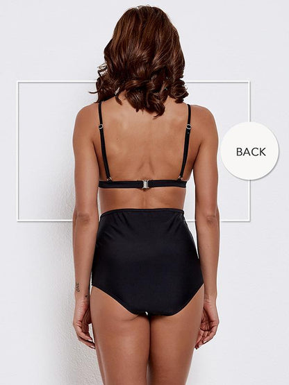 Embroidered High Bikinis Padded Bikinis Swimwear