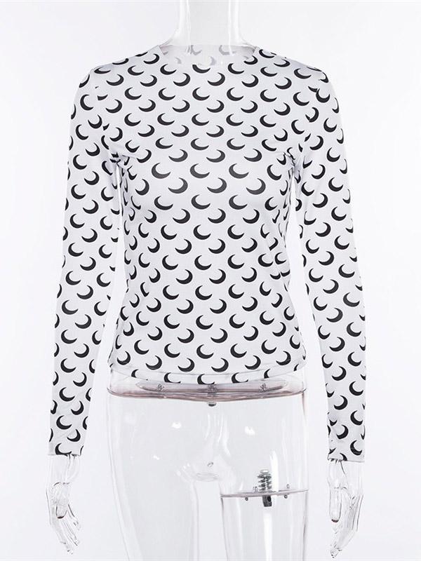 Printed Round-neck Long Sleeve Tee&Tank