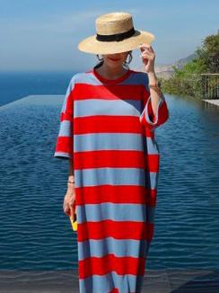 Loose Colorful Striped Long Dress