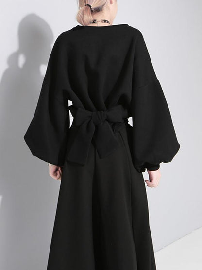 Bandage Bow-Knot Lantern Sleeves Sweatshirt