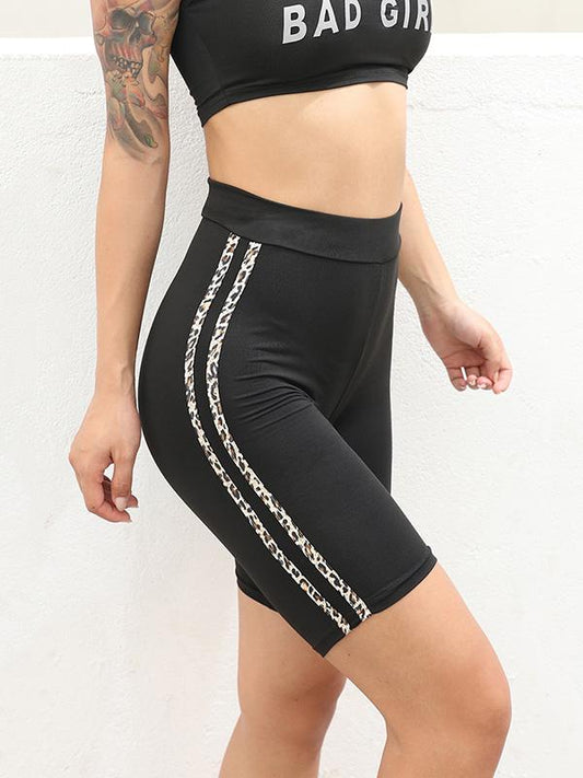 Leopard Split-joint Skinny Leg Yoga Bottoms