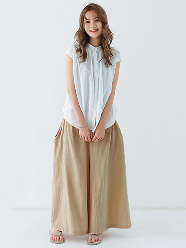 Casual 11 Colors  Solid Column Wide Leg Capri-Pants