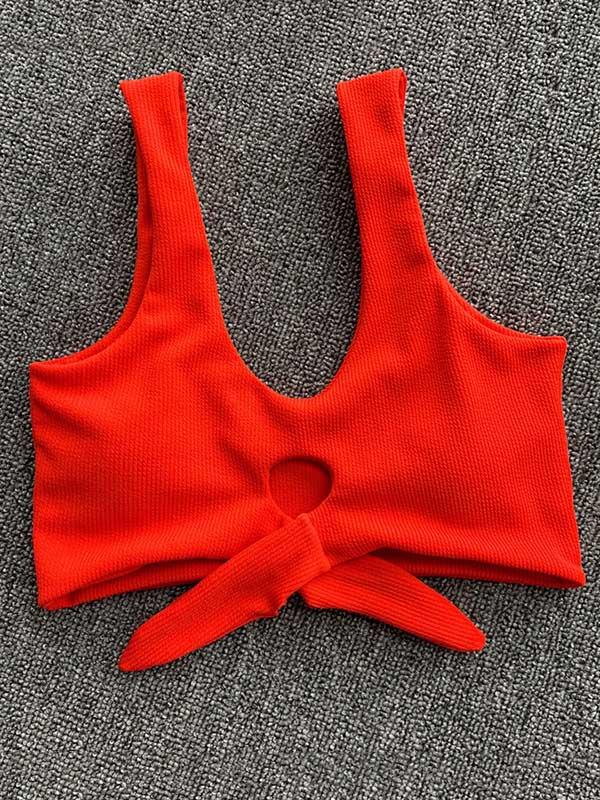 Solid Color Bikini Swimsuit