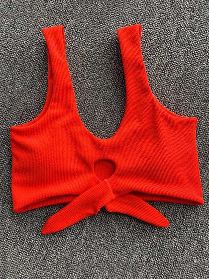 Solid Color Bikini Swimsuit