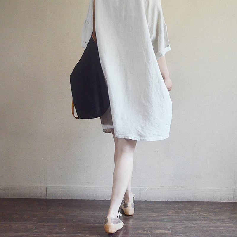 Casual Loose Letter Embroidery Midi Shirt Dress