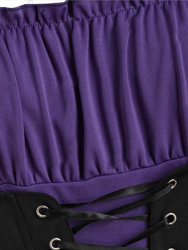 Square-Neck Bandage Split-Joint Maxi Dress