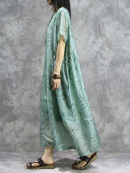 New Original Oversize Printed Split-joint Maxi Dress