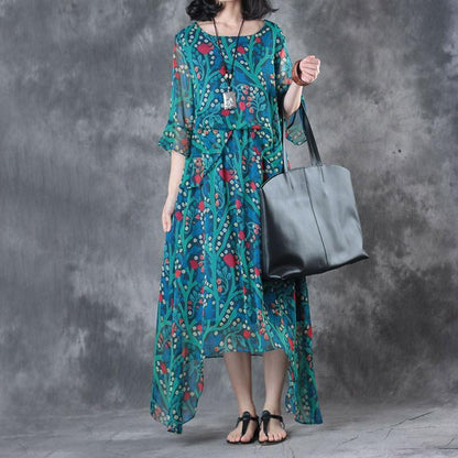Elegant Printing Irregular Summer Women Dress